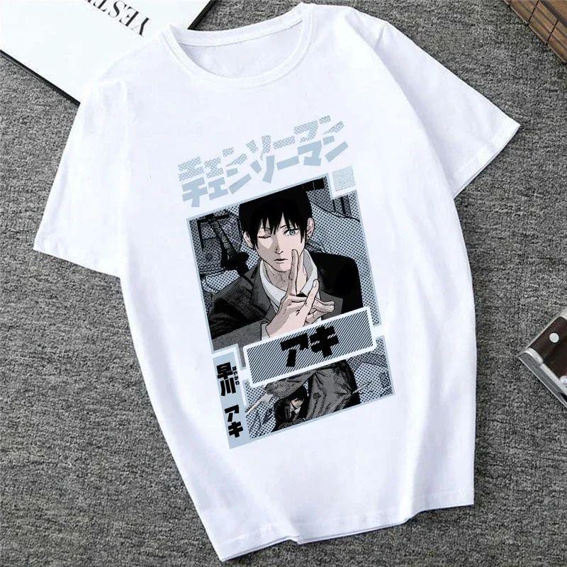 Harajuku Tops Anime Tshirt Unisex Chainsaw Men T Shirt Women Funny Cartoon Pochita Makima T-shirt Graphic Tees Tops Female 90