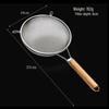 304 Stainless Steel Large Ladle with Wooden Handle and Double Ear, Kitchen Utensil Skimmer & Noodle Strainer.