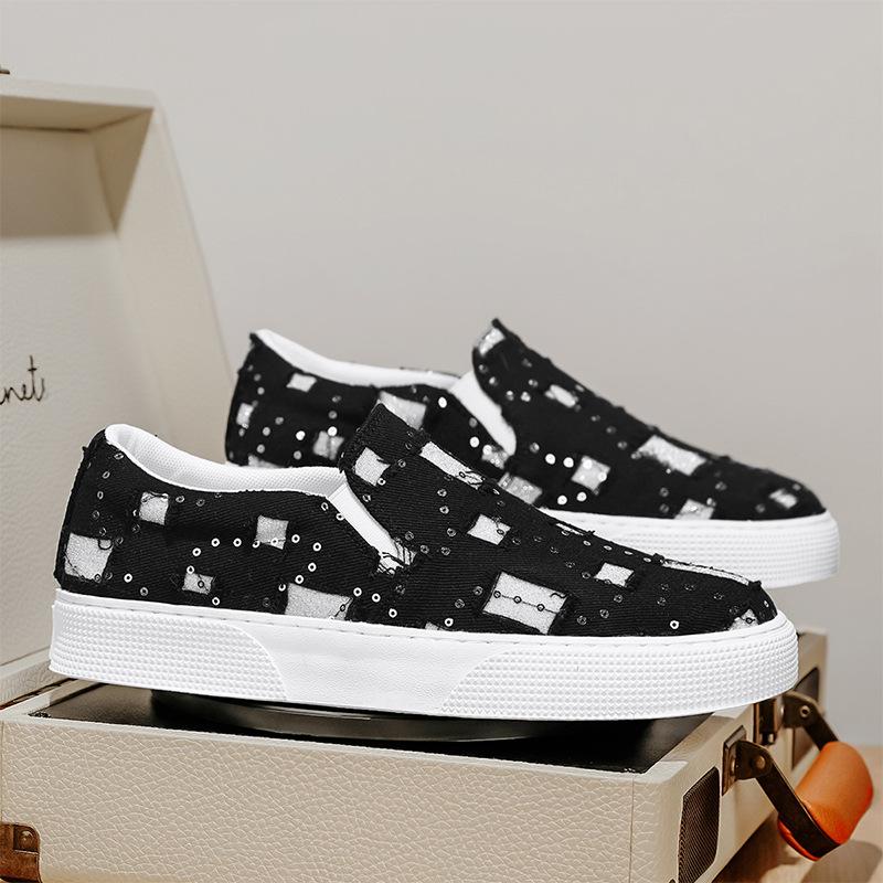 

2025 весна и лето вирусные тренды мужская обувь мода универсальная мягкая подошва удобная мужская дышащая обувь на одной педали мужчины 39 чёрный