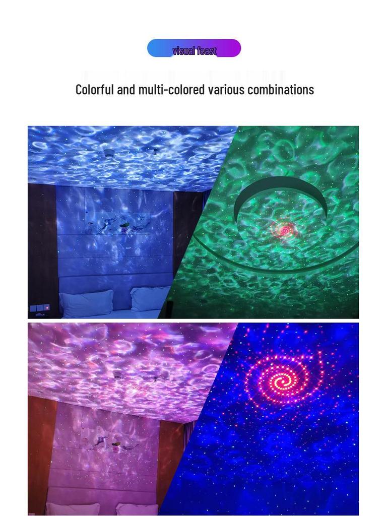Bluetooth Starry Sky Projector: LED Water Wave, Laser Stars, Colorful Night Light, Creative Gift Lamp