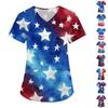 Women's Independence Day Printed Loose V-Neck Pocket Short-Sleeved Clothing
