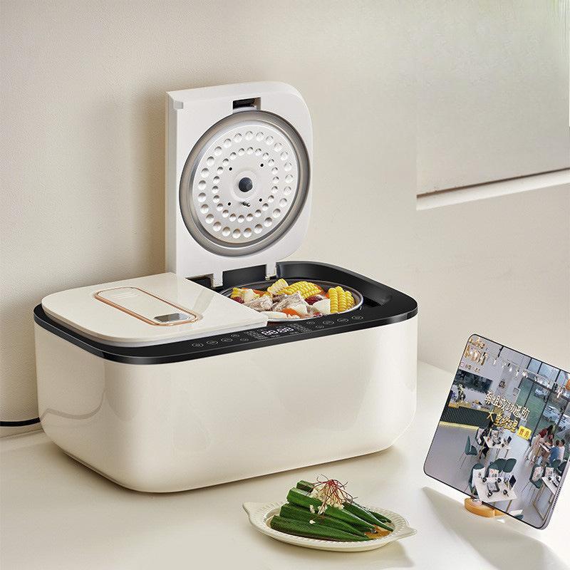 Panela de Arroz 220V Nova Inteligente Multifuncional Grande Capacidade Doméstica Dupla Camada Cozimento a Vapor Reserva