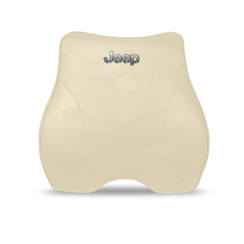 Für Jeep Auto Nackenkissen Schutz Lendenwirbelstütze Leder Kopfstütze Für Jeep Grand Cherokee Wrangler Gladiator Compass Renega