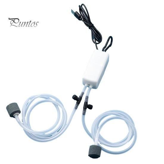 1 Set Oxygen Pump Dual Tube Design Mini Aquarium Air Pump Kit Ultra-Quiet USB Charging Pump for Fish