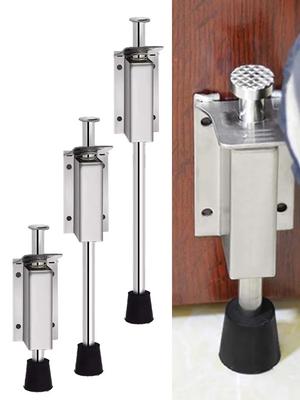 Spring Door Stopper Stainles Steel Foot Kickdown Door Stop Sturdy Telescope Door Stopper Foot Pedal Door Lock Holder With Rubber