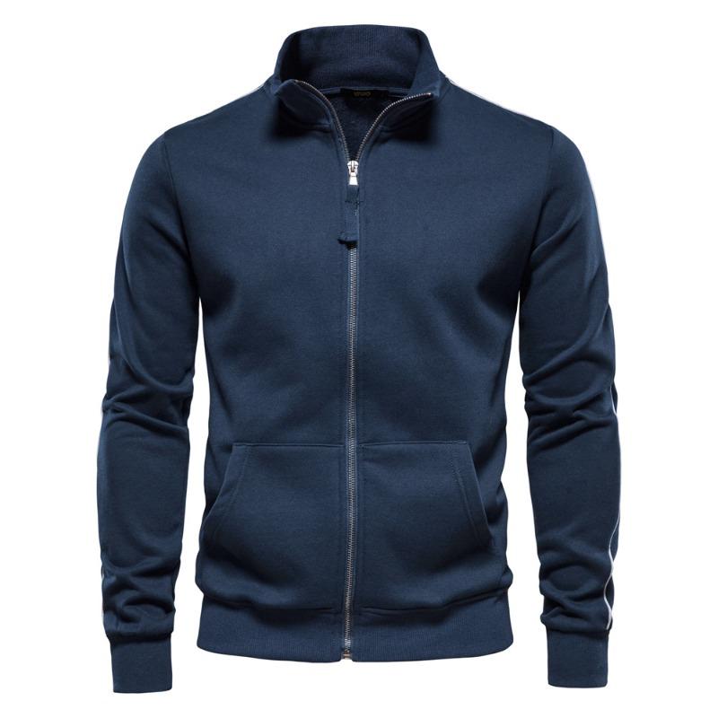 Men’s Stand Collar Zip Colorblock Sports Hoodie