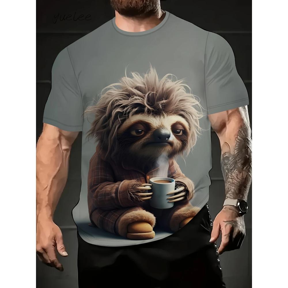 Funny Printed T-Shirt Men's Summer Outdoor Men's Short Sleeve Fashion Cute Men's Tops