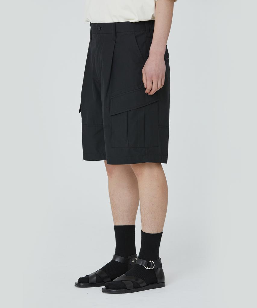 PUBLICFIGURE Chambray Patch Pocket Half Pants_Black