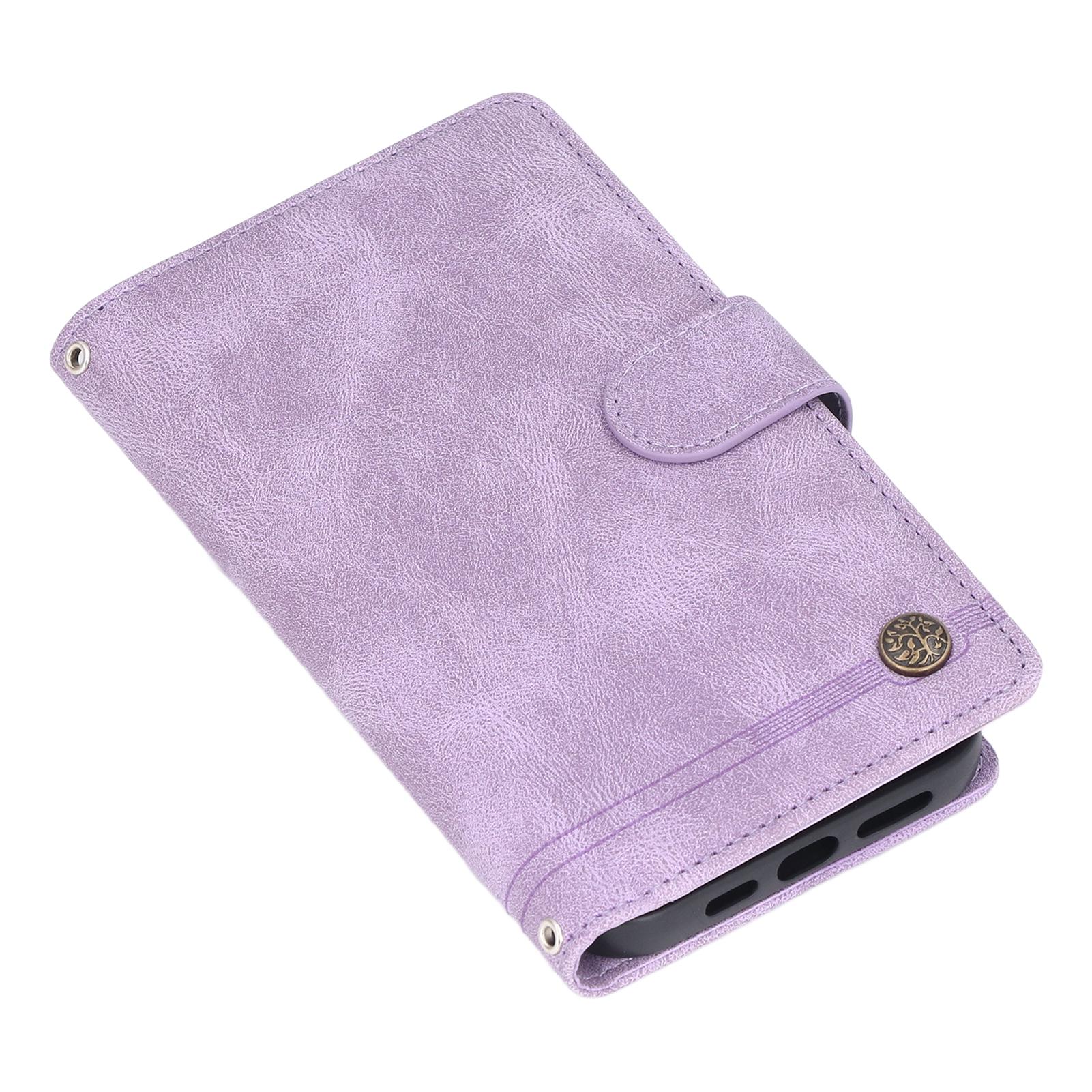 

Mobile Phone Wallet Case Drop Resistant Magnetic Closure PU Leather Phone Cover with Card Slot for IPhone Purple фіолетовий