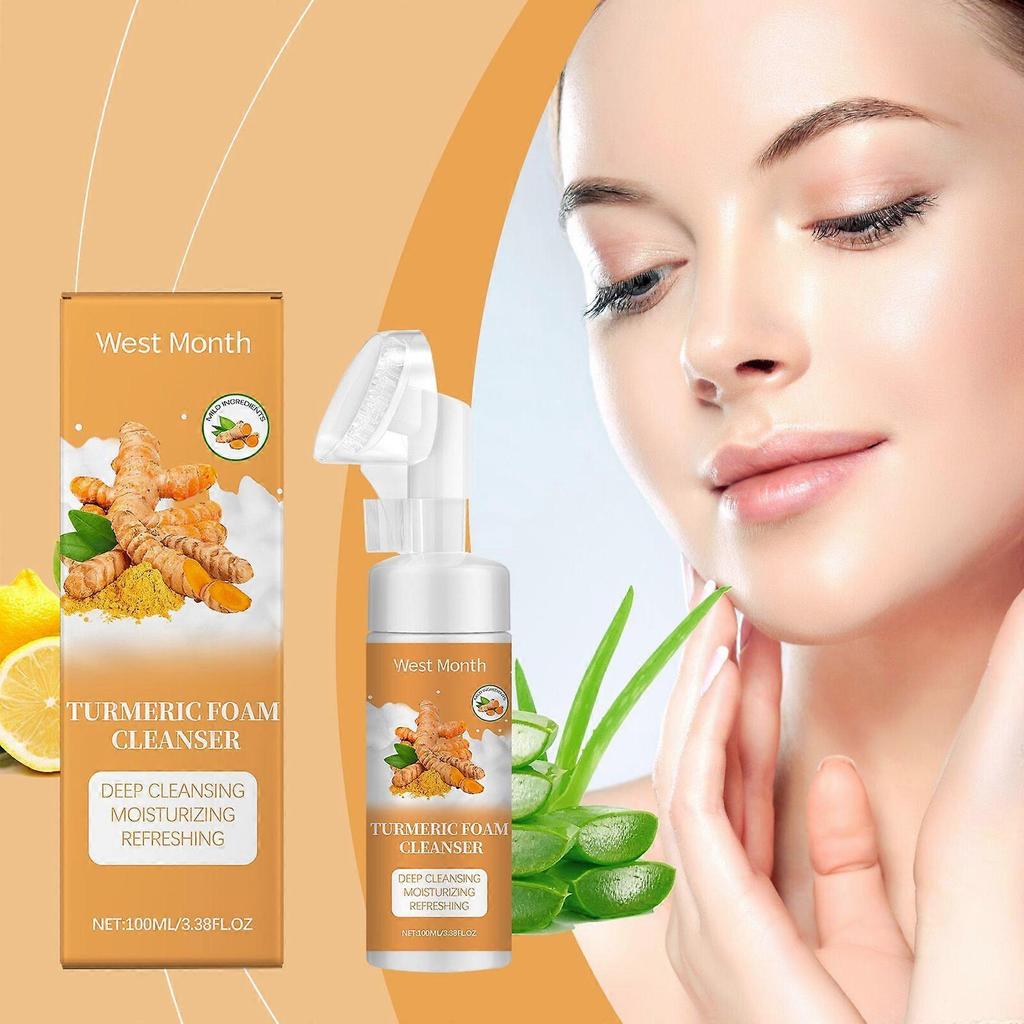 West Month Turmeric Foam Facial Cleanser Gently Cleansing Pore Cleansing Refreshing Moisturizing Facial Cleanser