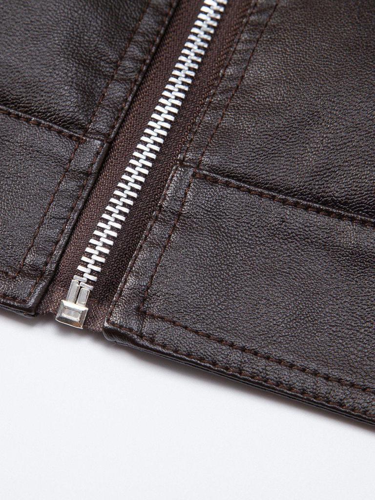 Men's Stand Collar PU Leather Motorcycle Jacket - Spring/Autumn Style
