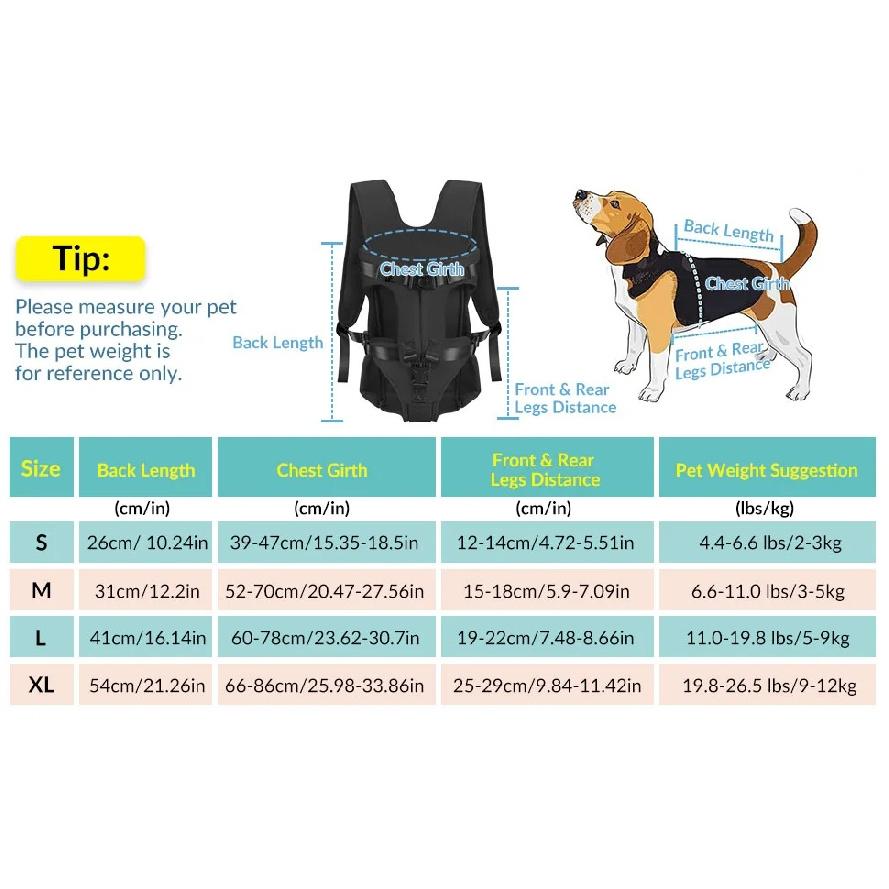 Pet Carrier Backpack for Dogs Cat Thickened Sponge Pet Front Dog Carrier Backpacks Portable Puppy Transportation Dog Bags