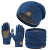 Czapka zimowa, Szalik, Rękawiczki, Granolowy aksamit, Wysoka elastyczność, Ciepły, Jesienno-zimowy zestaw trzech elementów z dzianiny