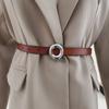 Ladies Slim Leather Waist Belt With Alloy Clasp For Modern Casual And Work Looks