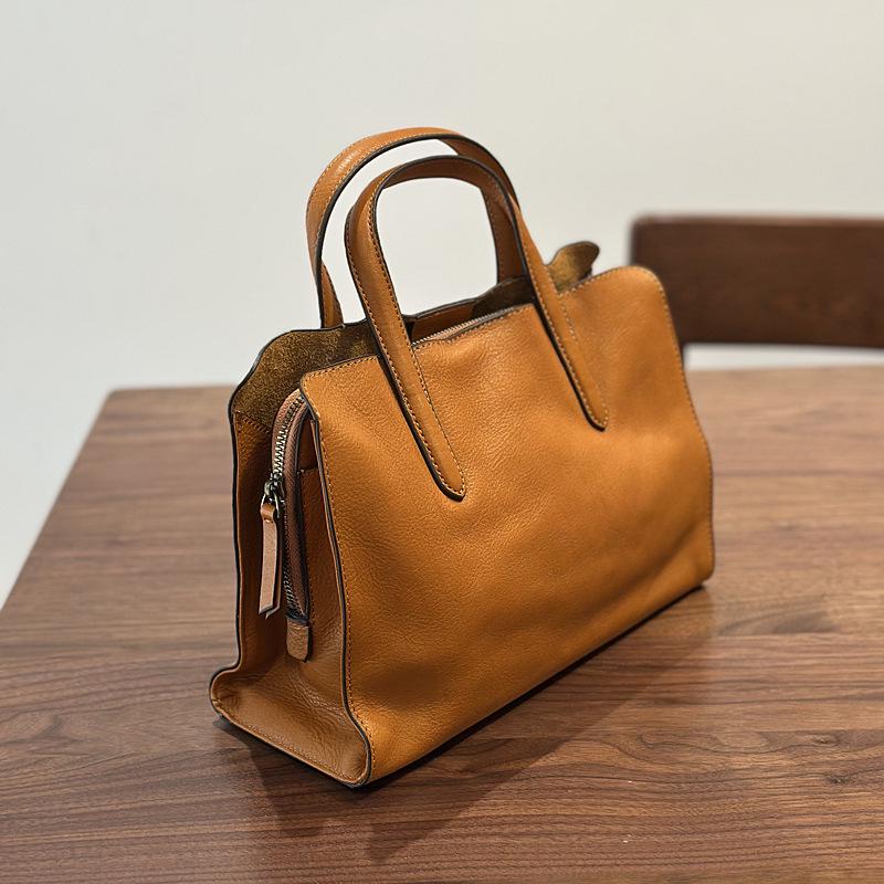 2025 Spring Casual Women's Genuine Leather Tote: Versatile Cowhide Shoulder/Crossbody Handbag