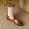 Fashion 2024 New Genuine Leather Low Heel Mary Jane Shoes Spring Women Shoes Chunky Heel Round Toe Shoes Women Pumps Retro loafers