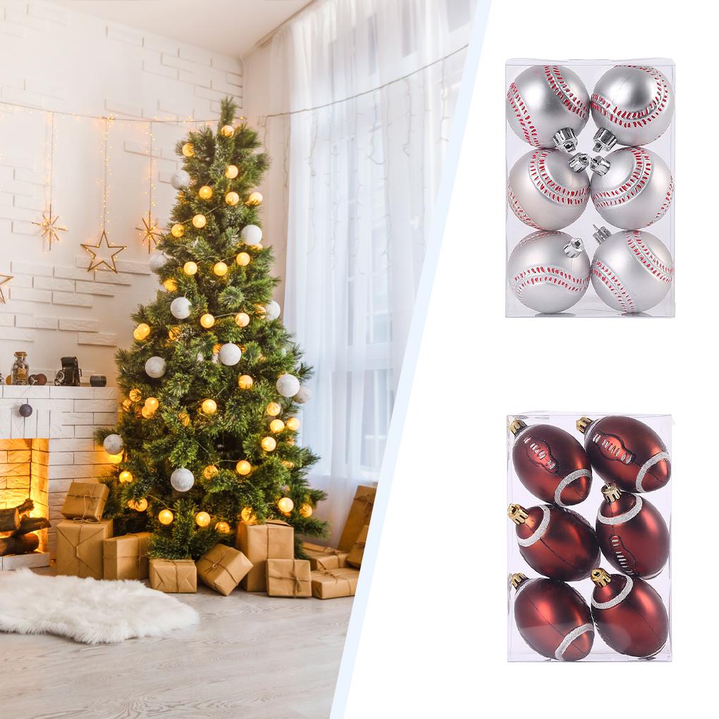 6-teiliges Set einfach aufzuhängender Fußball-Weihnachtskugeln – Exquisite Weihnachtsbaumdekoration