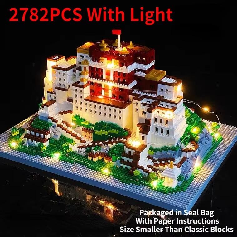 Chinese Architecture Micro Building Blocks Model Tower West Lake Trees Diy Diamond Bricks With Light Toys For Kids Adults Gift