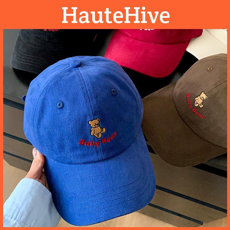 Chic Blue Bear Embroidered Baseball Hat For Women Ideal Spring Casual Fashion
