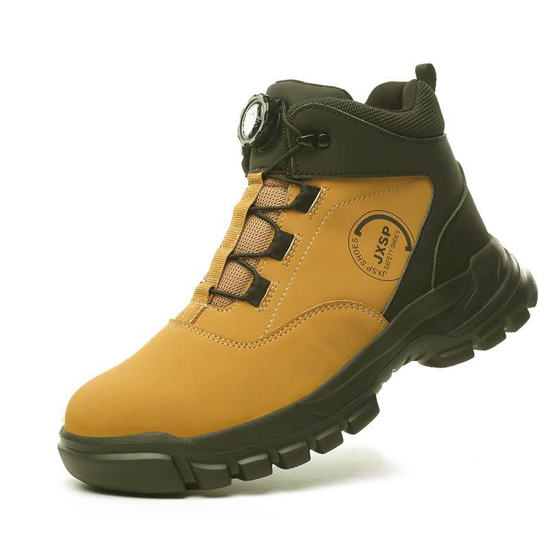 Fashion Steel Toe Work Boots for Men Waterproof Swivel Buckle Safety Shoes High Top Leather Safety Boots Man Winter Anti-slip Work Shoes