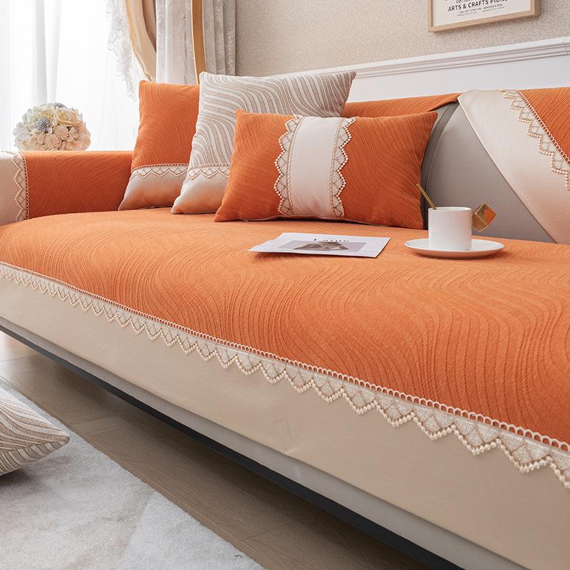 Chenille Sofa Cushion for All Seasons, Modern Light Luxury Anti-slip Cloth Towel, Anti-cat Scratch Sofa Cover, Thickened