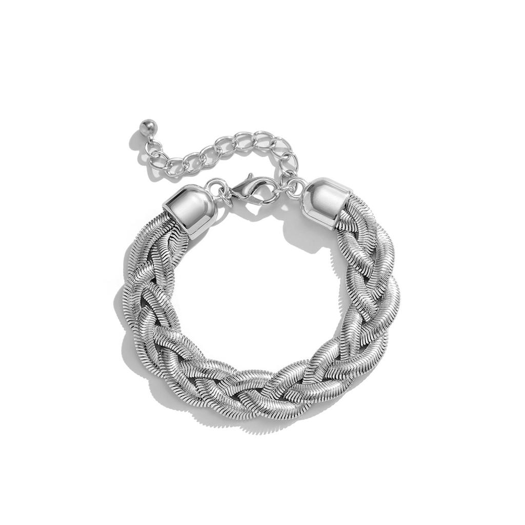 Punk Style Metal Texture Snake Bone Chain Woven Necklace, Fashionable Cool Geometric Collarbone Necklace Women