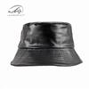 Autumn and Winter New Bucket Hat Unisex Simple Retro Versatile Solid Color Velvet Warm Pu Leather Basin Hat