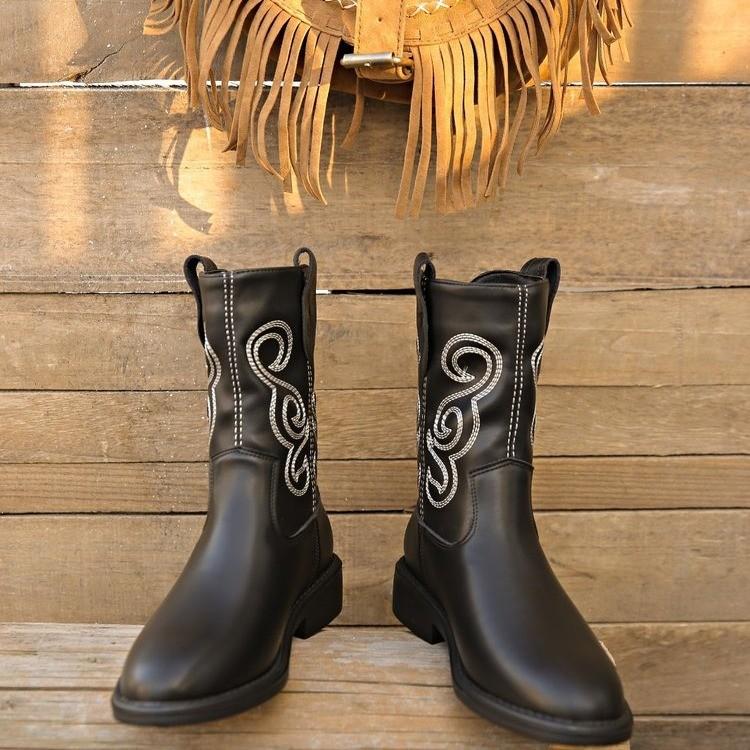 

Те же самые ковбойские сапоги в стиле вестерн от He Sui, женские, 2024, новые ретро-сапоги с вышивкой в китайском стиле, остроносые модные сапоги 43