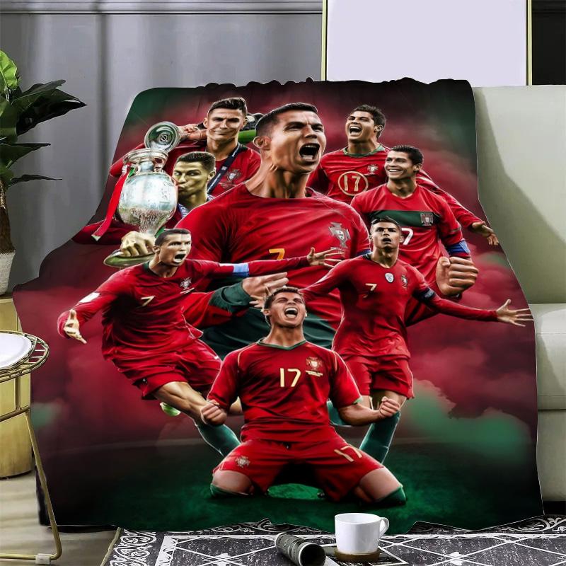 Football Star Printed Picnic Blankets R-ronaldo M-Messis Warm Blanket Soft and Comfortable Blanket Home Travel Birthday Gift