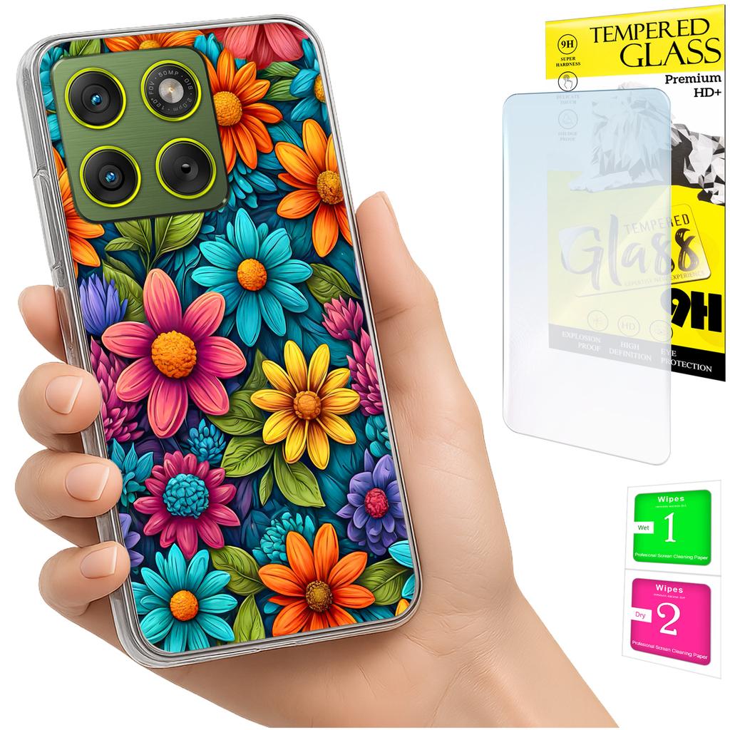 Etui Do Motorola Edge 70 Obudowa Foto Case Plecki Grafika Kwiaty + Szkło