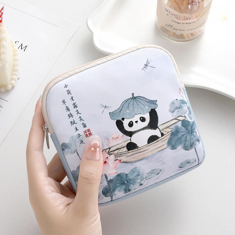 Große Kapazität Damenbinden-Tasche Tragbarer Mini-Datenkabel-Organizer Mehrzweck Damen Mädchen Kosmetik-Make-up-Tasche Geldbörse
