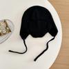 Balaclava Hat% WOOL Pure Wool Short Brim Ear Protector Knitted Hat Women's Autumn and Winter Wool Flight Hat