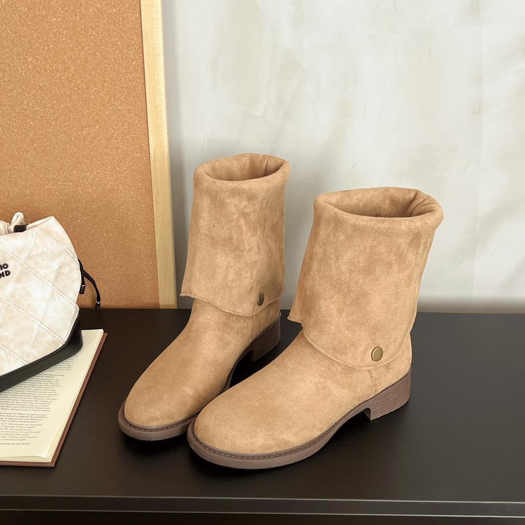 Western Cowboy Martin Boots Fashion Skinny Boots Women's Shoes 2025 New Autumn Retro Suede Knight Boots Boots Boots