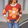 Women's Casual Fashion Comfortable Round Neck Pullover Floral Long Sleeve Street Style Knitted Sweater