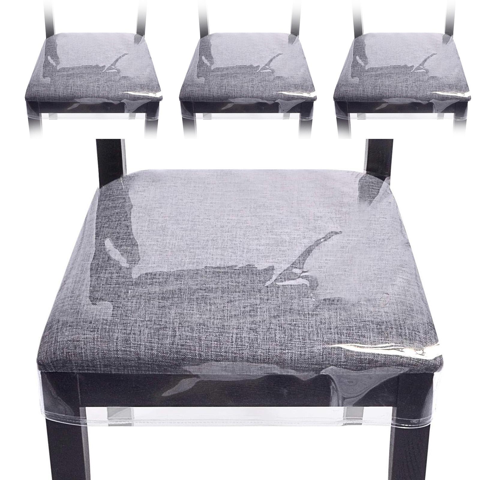 

4 шт. Прозрачные ПВХ Чехлы-протекторы для обеденных стульев Водонепроницаемые чехлы для стульев Пластиковые чехлы на сиденья устойчивые к пятнам для сидений стульев 4Pcs прозрачный