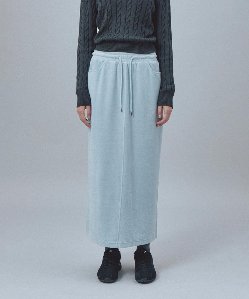 REST&RECREATION Velvet Maxi Skirt - Sky Blue