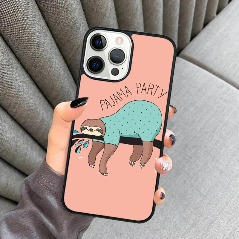 Kawaii Cute Sloth Hang Pattern Phone Case For iPhone 17 Air 16 16e 15 13 14 Pro Max 11 12 Plus 2022 MAX Cover coque
