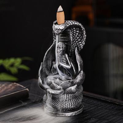 Totenkopf Schlange Räuchergefäß Halter Halter Zen Skelett Rückfluss Wasserfall Kegel Räucherstäbchen Räuchergefäß für Zuhause