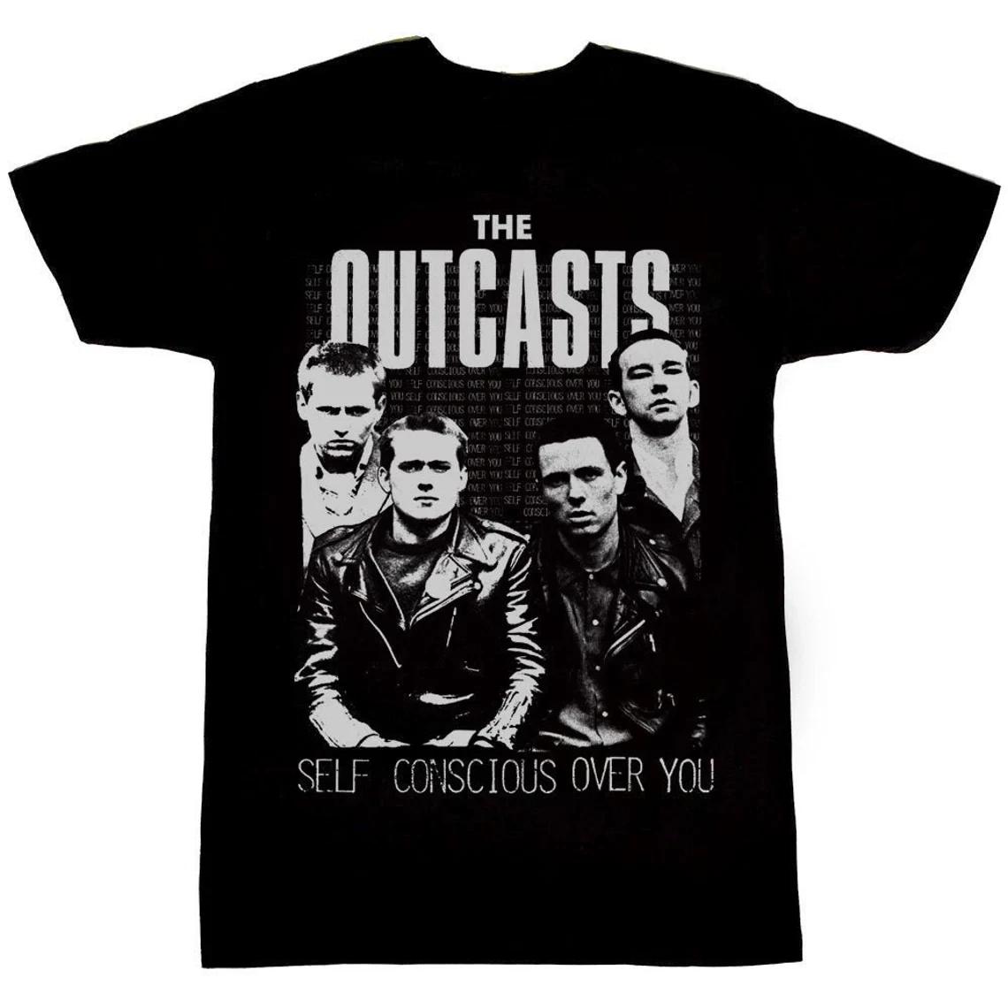 

Винтаж Группа The Outcasts Подарок для фанатов Хлопок Черный Для мужчин Женщин Футболка TR477 L