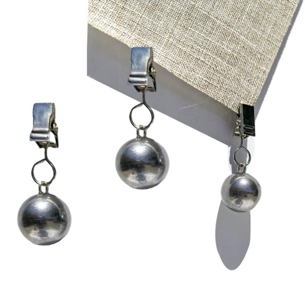 4pcs Solid Metal Ball Curtain Drape Holder Windproof Table Cover Pendant Clips  Home Dining