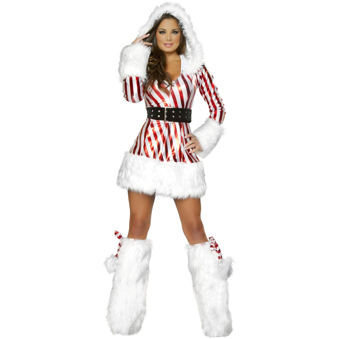 

- Sexy Christmas costumes, lead party Christmas costumes, long-sleeved striped Christmas costumes, performance clothes One size