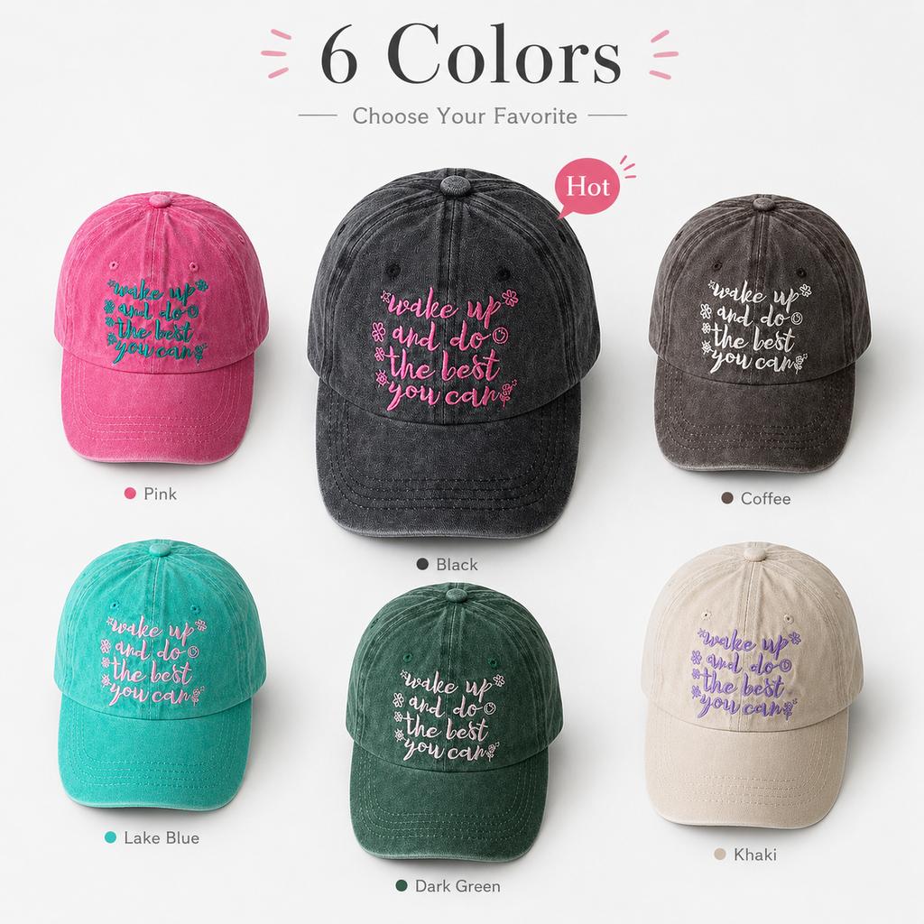 Vintage Washed Cotton Hat Letter Embroidered Baseball Caps For Women Korean Style Casual Sun Hat Soft Top Dad Hat Bone