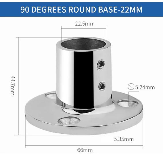 30 45 60 90 Degrees Mount Pipe Stanchion Stainless Steel Boat Handrail Fittings Stanchion 22mm Round Base 90degree 22mm