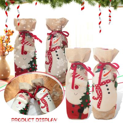 Χριστουγεννιάτικες τσάντες για κάλυμμα μπουκαλιού κρασιού Santa Snowman Τσάντα για κάλυμμα μπουκαλιού κρασιού Χριστουγεννιάτικα ντεκόρ Διακοσμητικά για γιορτινό σπίτι
