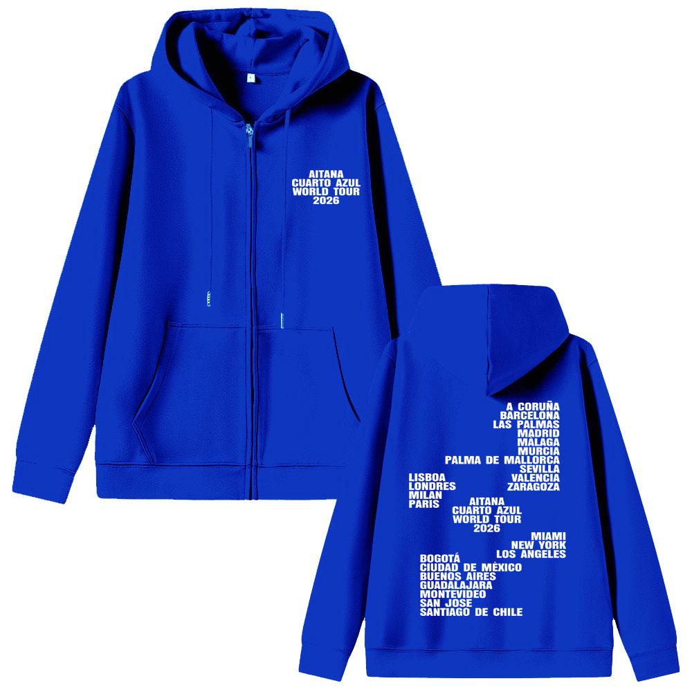 Singer Aitana World Tour Merch Zipper Hoodie Fans Gift Men Women Fashion Vintage Oversized Zip Up Jacket Coat