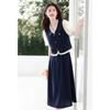 Women's Ruffle Collar Puff Sleeve Shirt & Skirt Set