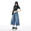 Trendy Summer Vintage Loose Wide Leg Straight Cropped Capri Denim Pants For Women Versatile Slimming FigureFlattering Daily Capri Trousers