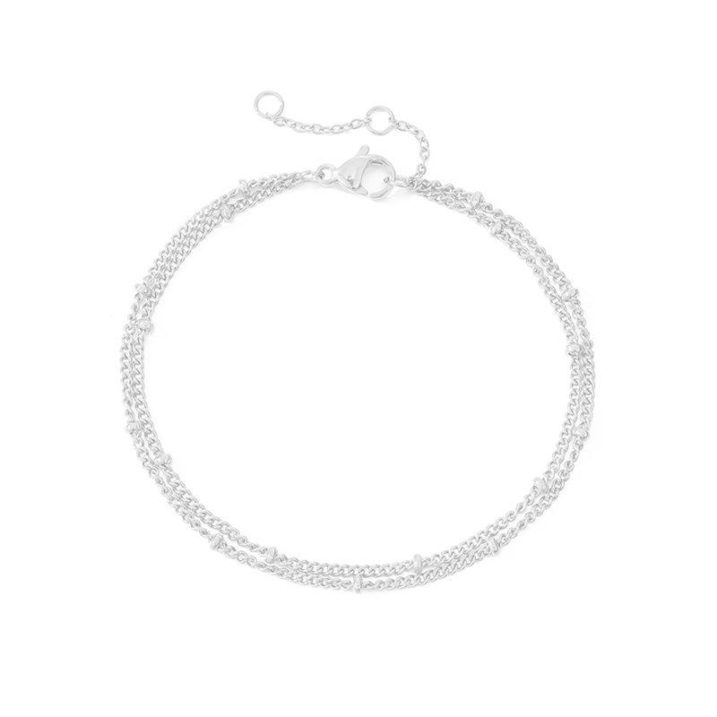 eManco Minimalist Multi-Layer Round Bead Women's Stainless Steel Gold-Plated Bracelet
