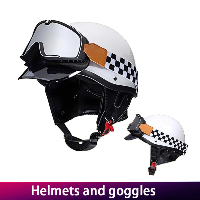 Retro Style Motorcycle Helmet for Cruising Lightweight Semi-Covered Versatile with Windshield Cruise Bike Headgear