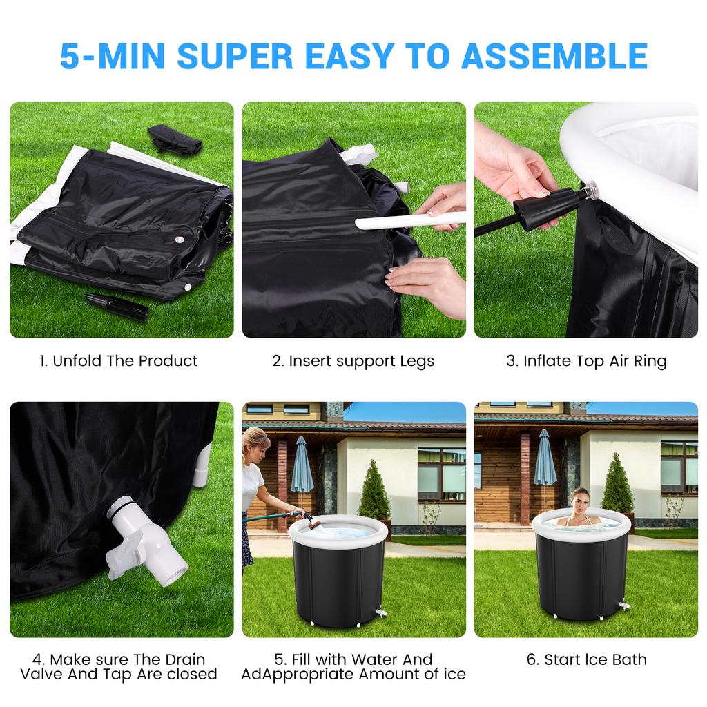 105 Gal Large Ice BathTub for Athletes, Ice Bathtub Portable Ice Plunge Tub, Multiple Layered Inflatable Cold Plunge Tub